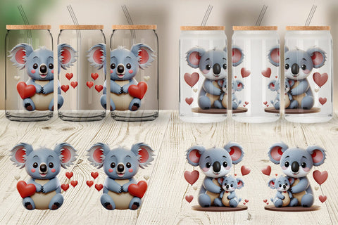 Glass Can Valentine Koala Sublimation artnoy 