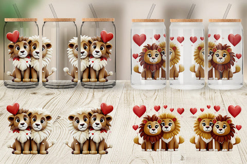 Glass Can Valentine Lion Sublimation artnoy 