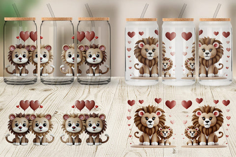 Glass Can Valentine Lion Sublimation artnoy 
