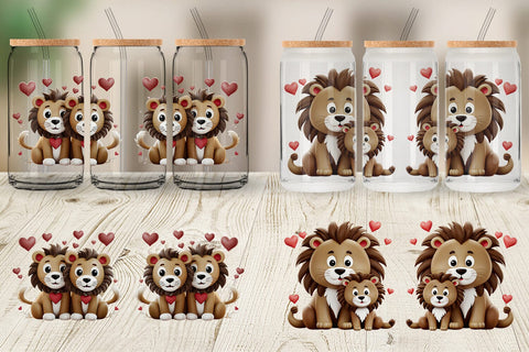 Glass Can Valentine Lion Sublimation artnoy 
