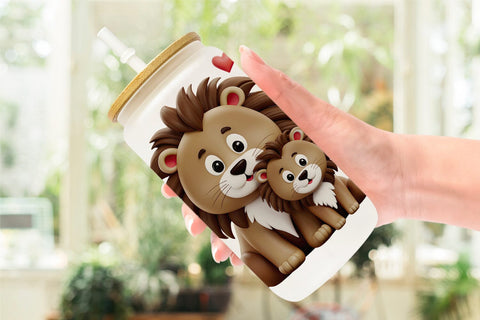 Glass Can Valentine Lion Sublimation artnoy 