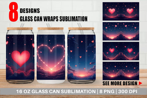 Glass Can Valentine Night Sublimation artnoy 