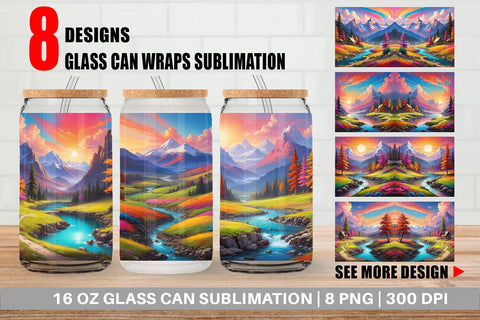 Glass Can Vibrant Landscape Sublimation artnoy 