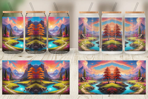 Glass Can Vibrant Landscape Sublimation artnoy 