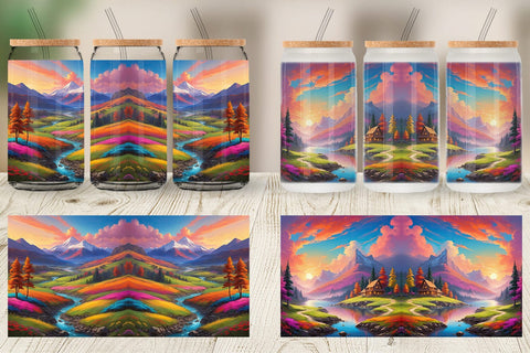 Glass Can Vibrant Landscape Sublimation artnoy 
