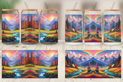 Glass Can Vibrant Landscape Sublimation artnoy 