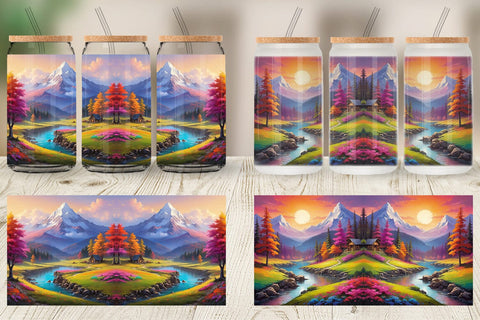 Glass Can Vibrant Landscape Sublimation artnoy 