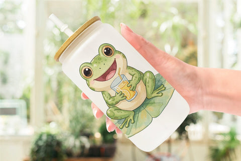 Glass Can Vibrant Summer Animals Watercolor Sublimation artnoy 