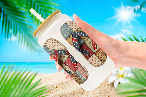 Glass Can Vibrant Summer Play Patchwork Sublimation artnoy 