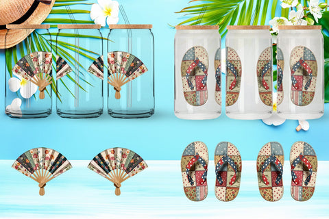 Glass Can Vibrant Summer Play Patchwork Sublimation artnoy 