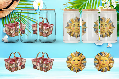 Glass Can Vibrant Summer Play Patchwork Sublimation artnoy 