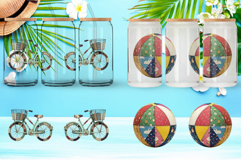 Glass Can Vibrant Summer Play Patchwork Sublimation artnoy 
