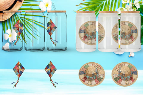 Glass Can Vibrant Summer Play Patchwork Sublimation artnoy 