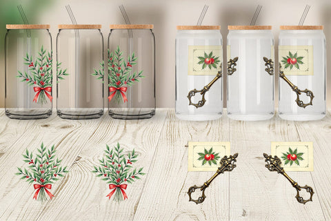 Glass Can Victorian Christmas Post & Parcel Watercolor Sublimation artnoy 