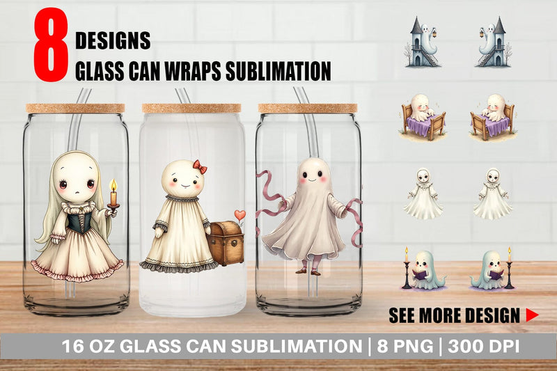 Glass Can Victorian Dollhouse Ghosts Sublimation artnoy 