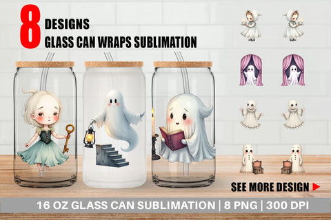 Glass Can Victorian Dollhouse Ghosts Sublimation artnoy 