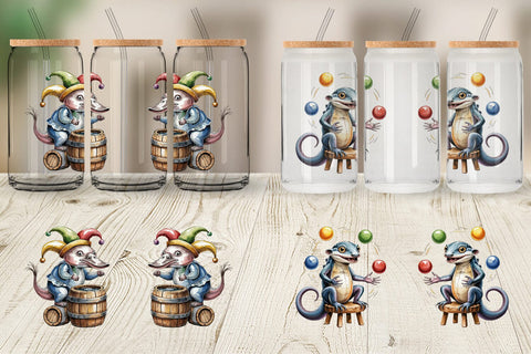 Glass Can Vintage Animal Circus Sublimation artnoy 