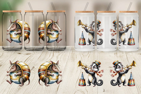 Glass Can Vintage Animal Circus Sublimation artnoy 