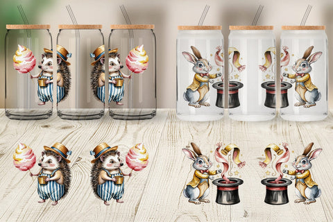 Glass Can Vintage Animal Circus Sublimation artnoy 