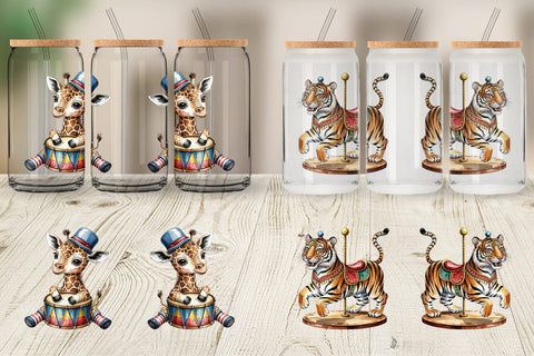 Glass Can Vintage Animal Circus Sublimation artnoy 