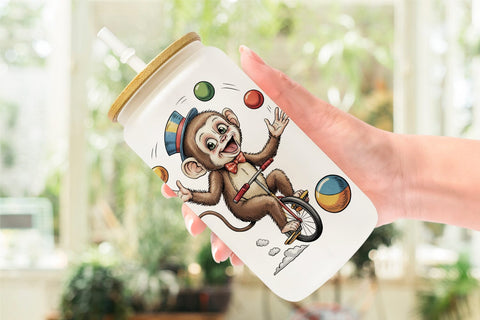 Glass Can Vintage Animal Circus Sublimation artnoy 