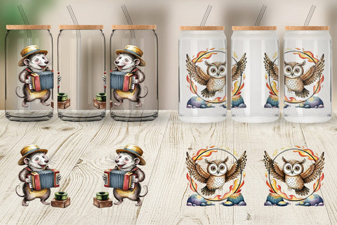 Glass Can Vintage Animal Circus Sublimation artnoy 