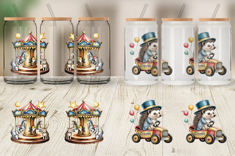 Glass Can Vintage Animal Circus Sublimation artnoy 