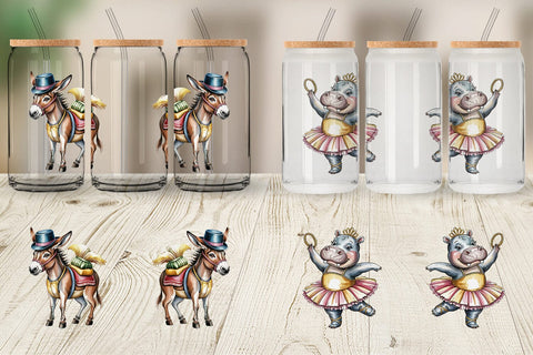Glass Can Vintage Animal Circus Sublimation artnoy 