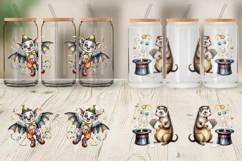 Glass Can Vintage Animal Circus Sublimation artnoy 