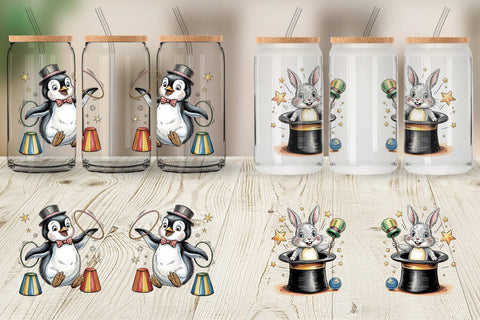 Glass Can Vintage Animal Circus Sublimation artnoy 