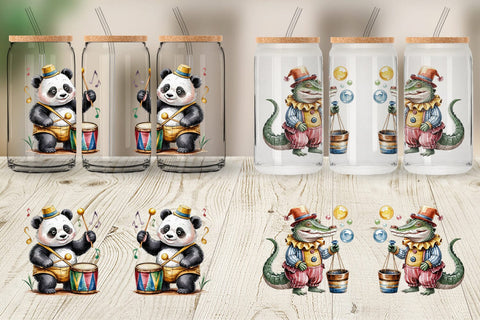Glass Can Vintage Animal Circus Sublimation artnoy 