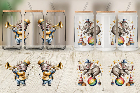 Glass Can Vintage Animal Circus Sublimation artnoy 