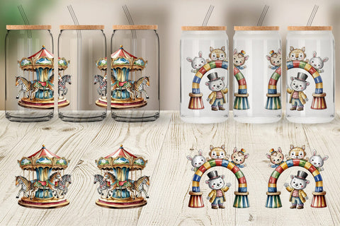 Glass Can Vintage Animal Circus Sublimation artnoy 