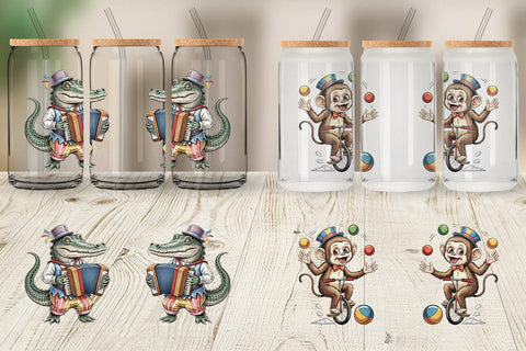 Glass Can Vintage Animal Circus Sublimation artnoy 
