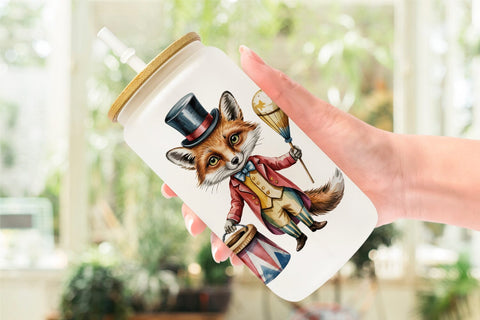 Glass Can Vintage Animal Circus Sublimation artnoy 