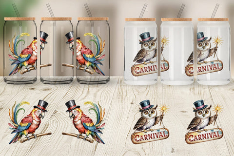 Glass Can Vintage Animal Circus Sublimation artnoy 
