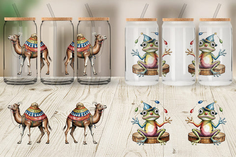 Glass Can Vintage Animal Circus Sublimation artnoy 