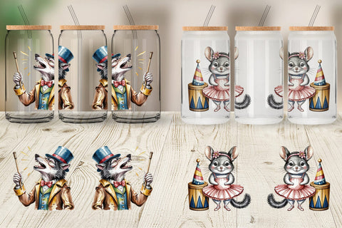Glass Can Vintage Animal Circus Sublimation artnoy 