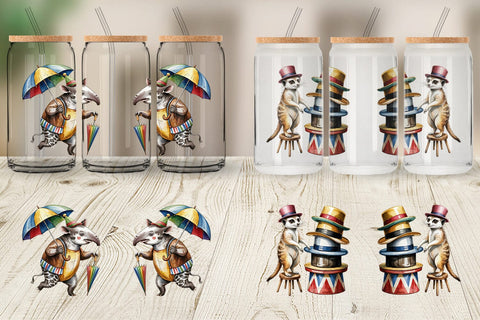 Glass Can Vintage Animal Circus Sublimation artnoy 