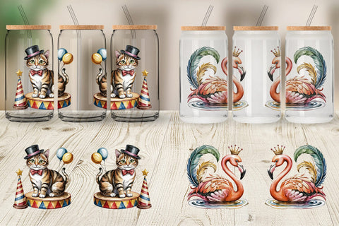 Glass Can Vintage Animal Circus Sublimation artnoy 