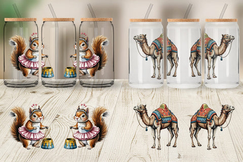 Glass Can Vintage Animal Circus Sublimation artnoy 