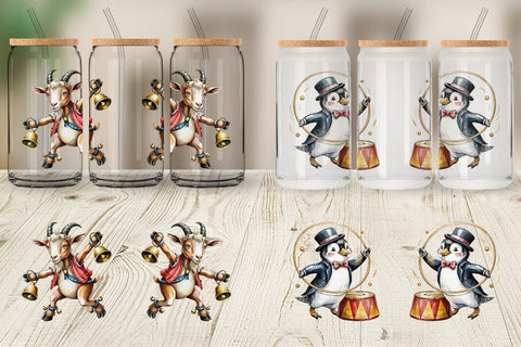 Glass Can Vintage Animal Circus Sublimation artnoy 