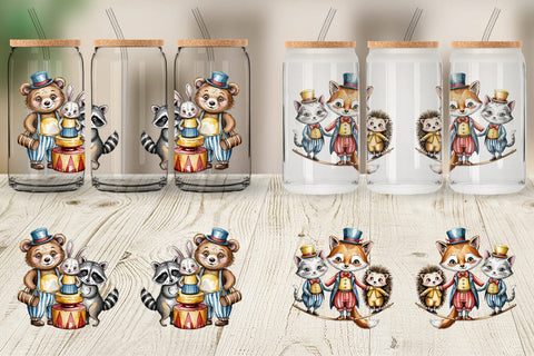 Glass Can Vintage Animal Circus Sublimation artnoy 