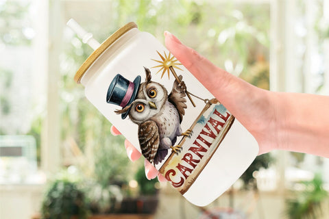 Glass Can Vintage Animal Circus Sublimation artnoy 