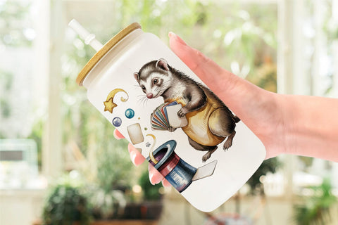 Glass Can Vintage Animal Circus Sublimation artnoy 