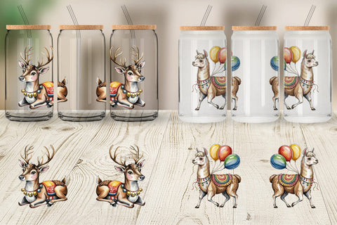 Glass Can Vintage Animal Circus Sublimation artnoy 