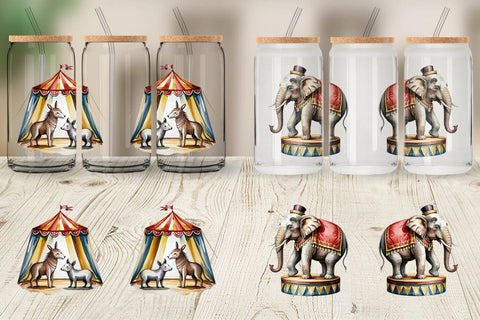 Glass Can Vintage Animal Circus Sublimation artnoy 