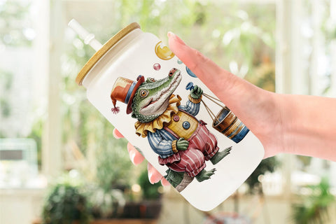 Glass Can Vintage Animal Circus Sublimation artnoy 