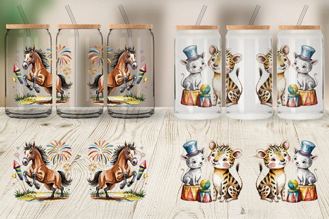 Glass Can Vintage Animal Circus Sublimation artnoy 