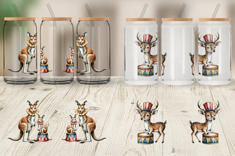 Glass Can Vintage Animal Circus Sublimation artnoy 